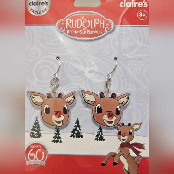 RUDOLPH THE RED NOSED REINDEER HOLIDAY CHRISTMAS EARRINGS - Picture 1 of 6